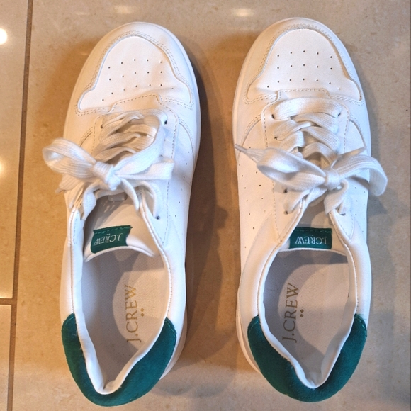 J Crew white and green fashion lace-up casual fashion sneakers- size 7 - Picture 3 of 10